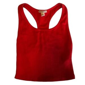 Red racer back crop tank top